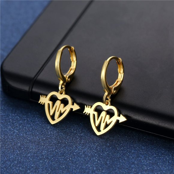 "One Arrow Stainless Steel Geometric Love Earrings for Women, 55EGL1164 - Picture 2 of 11